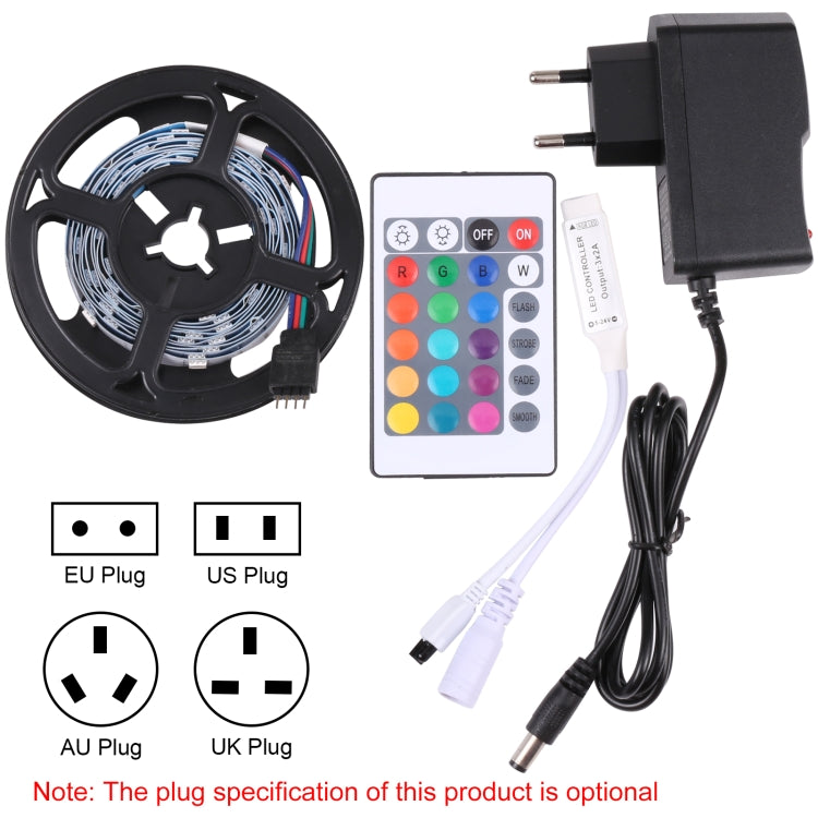 Bare Board 5050 SMD RGB LED Rope Light, 30 LED/m, Length: 2m, 12V 2A 100-240V, with 24-key Remote Control(US Plug) - Bare Board Light by PMC Jewellery | Online Shopping South Africa | PMC Jewellery | Buy Now Pay Later Mobicred