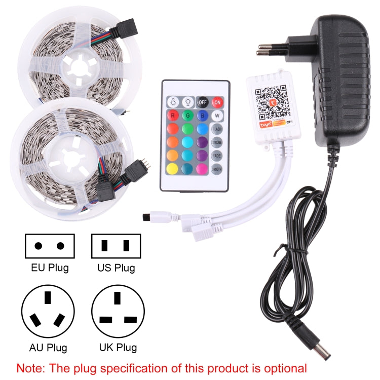 2pcs Bare Board 5050 SMD RGB LED Rope Light, 30 LED/m, Length: 5m, 12V 2A 100-240V, with 24 Keys Doodle Controller (EU Plug) - Bare Board Light by PMC Jewellery | Online Shopping South Africa | PMC Jewellery | Buy Now Pay Later Mobicred