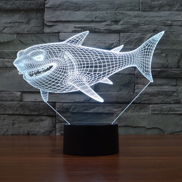 Side Face Shark Style 3D Touch Switch Control LED Light , 7 Color Discoloration Creative Visual Stereo Lamp Desk Lamp Night Light