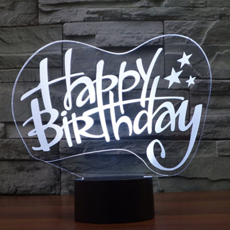 Happy Birthday Style 3D Touch Switch Control LED Light , 7 Color Discoloration Creative Visual Stereo Lamp Desk Lamp Night Light - Novelty Lighting by PMC TechLife | Online Shopping South Africa | PMC TechLife | Buy Now Pay Later Mobicred