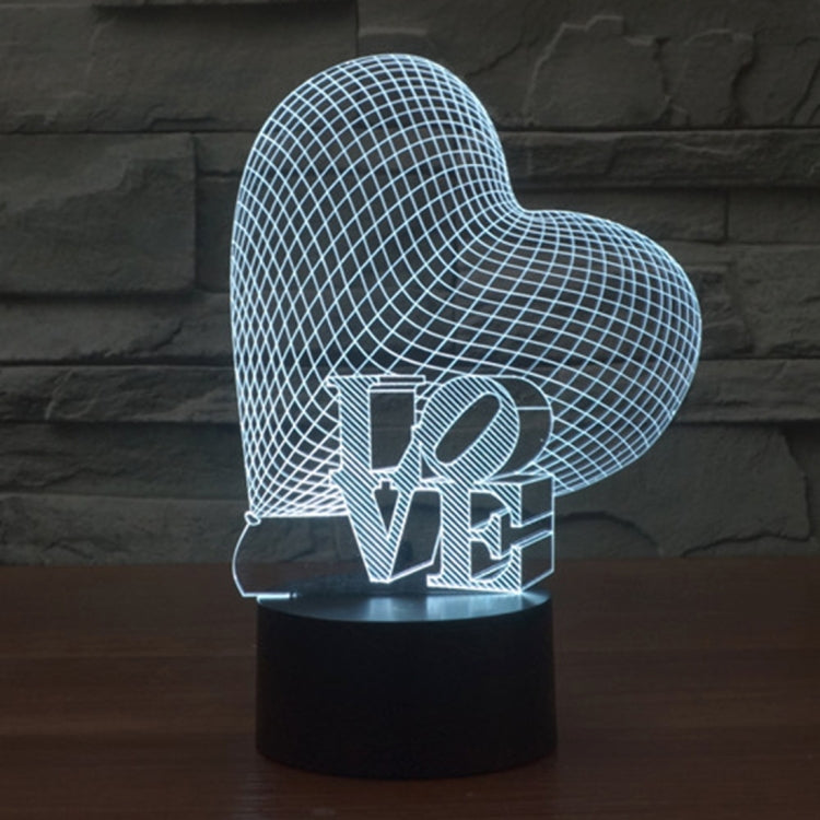Heart and LOVE Style 3D Touch Switch Control LED Light, 7 Colour Discoloration Creative Visual Stereo Lamp Desk Lamp Night Light - Novelty Lighting by PMC TechLife | Online Shopping South Africa | PMC TechLife | Buy Now Pay Later Mobicred