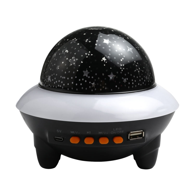LED Flying Saucer Starry Sky Light Bluetooth Music Star Projection Night Light with Remote Control (Black)