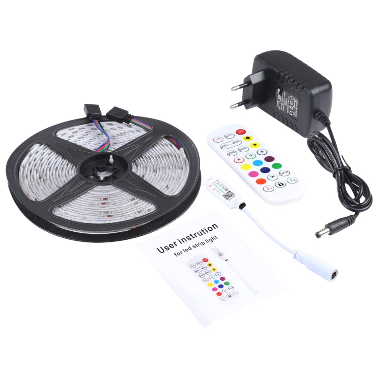5m 150 LEDs SMD 5050 IP65 Waterproof Bluetooth RGB Light Strip with 24-keys Remote Control, EU Plug - free shipping - PMC Jewellery - Order now!