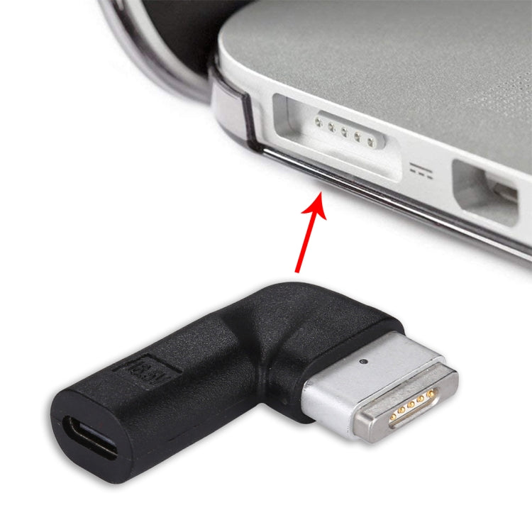 USB-C / Type-C Female to 5 Pin MagSafe 2 (T-Shaped) Male Charge Adapter(Black) - Cable & Adapter by PMC Jewellery | Online Shopping South Africa | PMC Jewellery | Buy Now Pay Later Mobicred