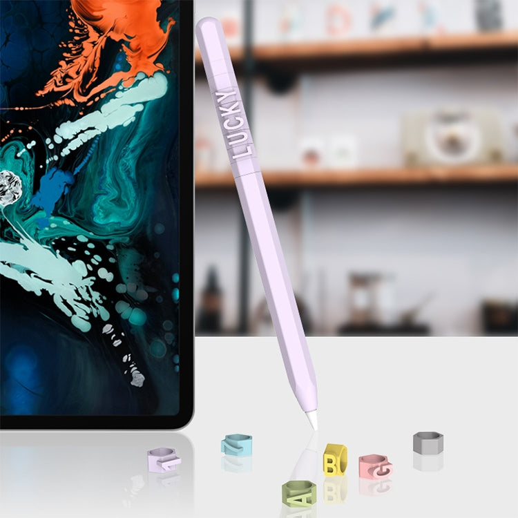 LOVE MEI For Apple Pencil 1 Number Letter Design Stylus Pen Silicone Protective Case Cover(Blue) - Pencil Accessories by LOVE MEI | Online Shopping South Africa | PMC TechLife | Buy Now Pay Later Mobicred