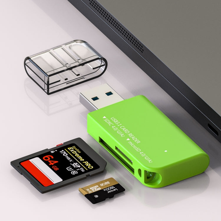 V30 / V60 / V90 USB3.1 Multifunction Card Reader Support SD / TF Card (Green) - by PMC Jewellery | Online Shopping South Africa | PMC Jewellery | Buy Now Pay Later Mobicred