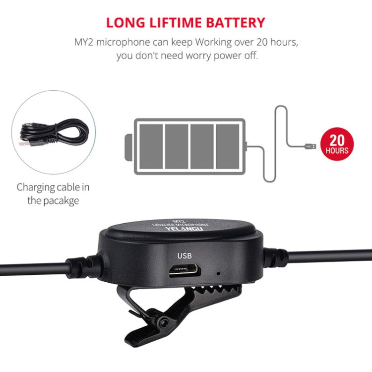 YELANGU YLG9926B MY2 Mini Lavalier Microphone for Mobile Phones / Tablets / Digital Cameras (Black)
