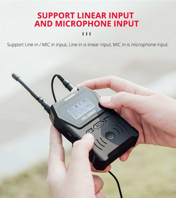 YELANGU YLG9929B MX4 Dual-Channel 100CH UHF Wireless Microphone System with 2 Transmitters and Receiver for DSLR Cameras and Video Cameras(Black) - free shipping - PMC Jewellery - Order now!
