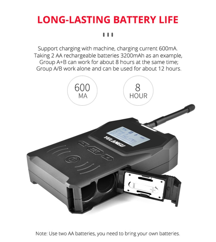 YELANGU YLG9929B MX4 Dual-Channel 100CH UHF Wireless Microphone System with 2 Transmitters and Receiver for DSLR Cameras and Video Cameras(Black) - free shipping - PMC Jewellery - Order now!