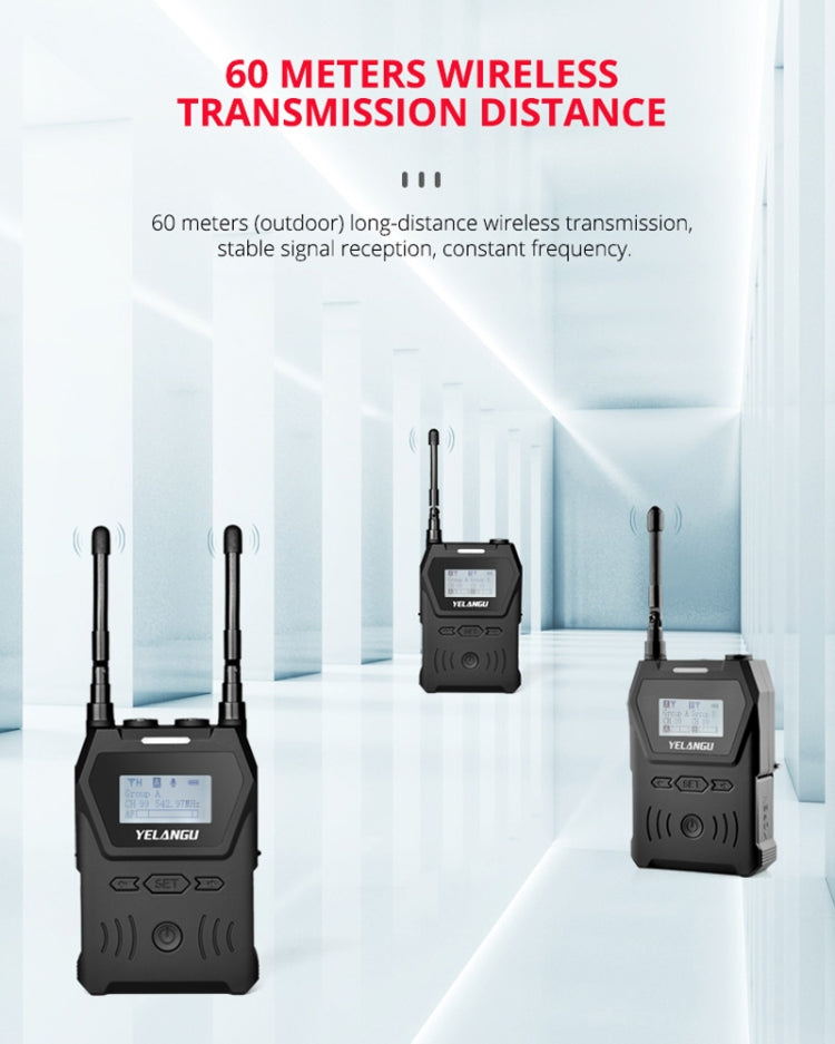 YELANGU YLG9929B MX4 Dual-Channel 100CH UHF Wireless Microphone System with 2 Transmitters and Receiver for DSLR Cameras and Video Cameras(Black) - free shipping - PMC Jewellery - Order now!