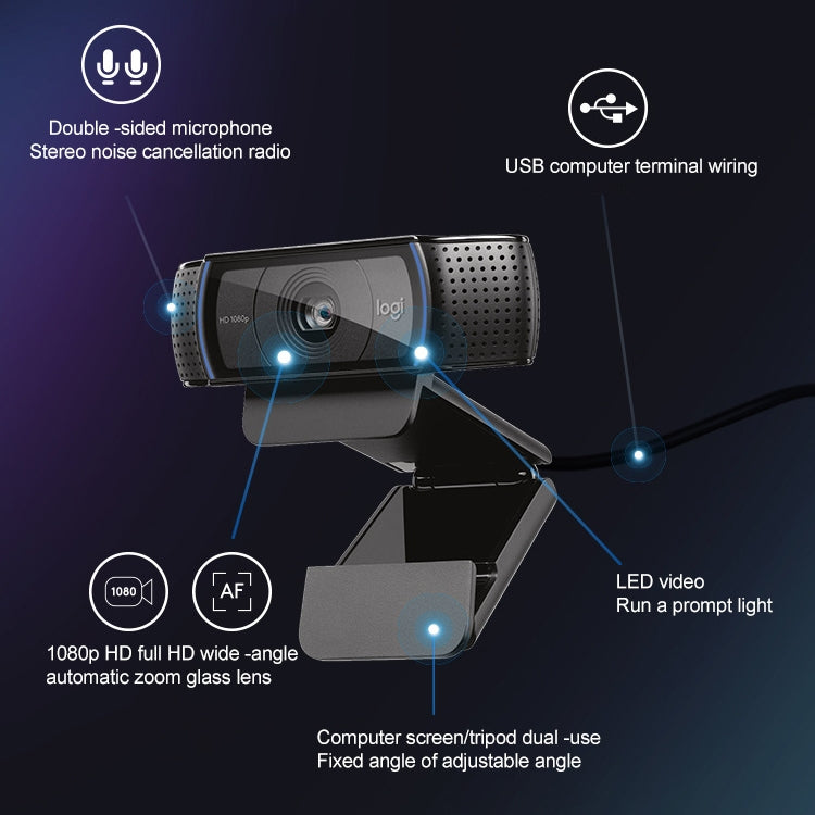 Logitech C920e HD Pro Webcam Widescreen Video Chat Recording USB Smart 1080P Web Camera - free shipping - PMC Jewellery - Order now!