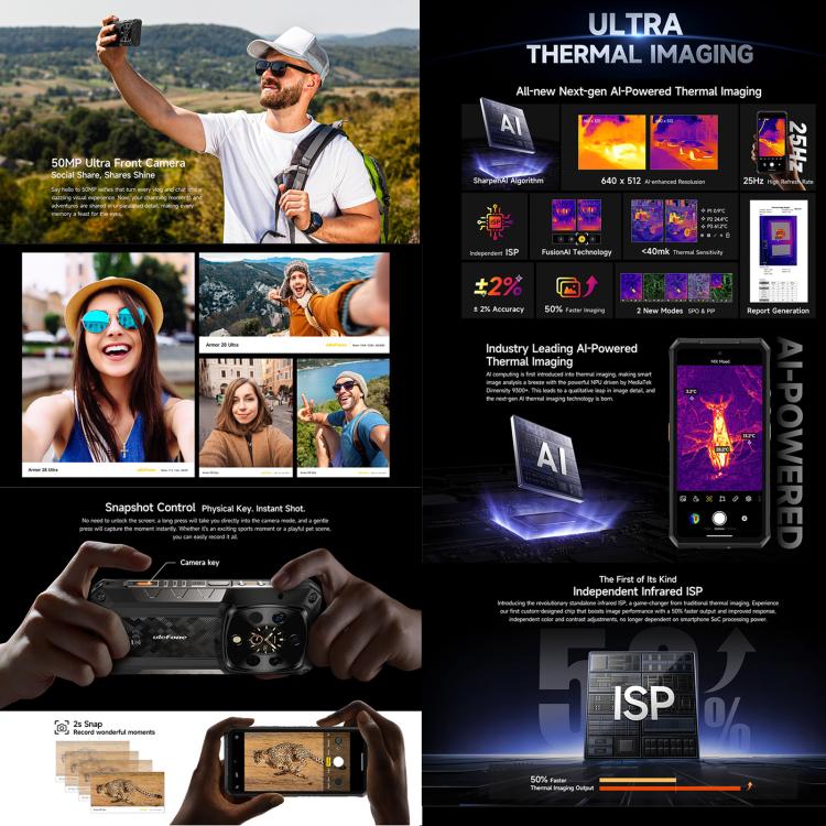 Ulefone Armor 28 Ultra Thermal Version Rugged Phone, 16GB+1TB, Night Vision, 10600mAh, 6.67 inch Android 14 MediaTek Dimensity 9300+ Octa Core, Network: 5G, NFC (Black)