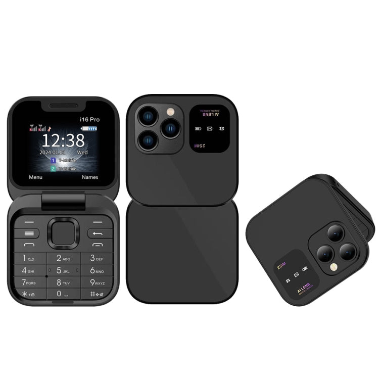 SERVO i16 Pro Mini Flip Phone, 1.77 inch, MTK6261D, 23 Keys, Support Bluetooth, FM, Magic Sound, Quick Dial, GSM, Dual SIM (Black) - free shipping - PMC Jewellery - Order now!