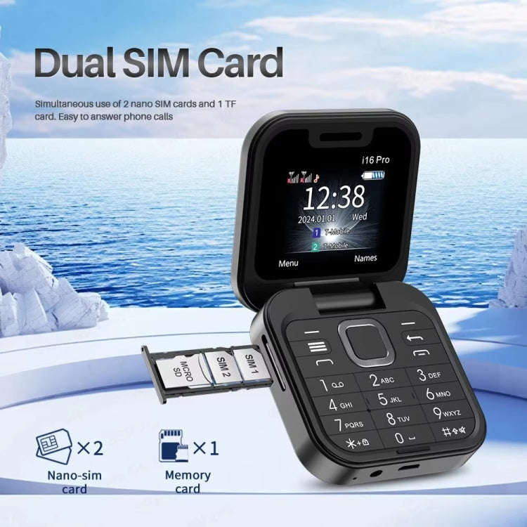 SERVO i16 Pro Mini Flip Phone, 1.77 inch, MTK6261D, 23 Keys, Support Bluetooth, FM, Magic Sound, Quick Dial, GSM, Dual SIM (Black) - free shipping - PMC Jewellery - Order now!