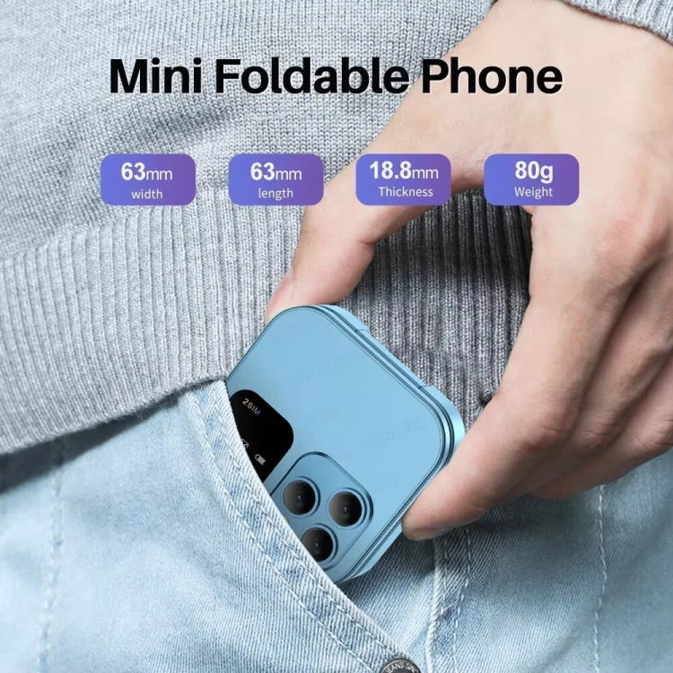 SERVO i16 Pro Mini Flip Phone, 1.77 inch, MTK6261D, 23 Keys, Support Bluetooth, FM, Magic Sound, Quick Dial, GSM, Dual SIM (Blue)