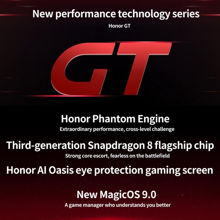 Honor GT, 16GB+1TB, In-screen Fingerprint, 6.7 inch MagicOS 9.0 Android 15.0 Snapdragon 8 Gen 3 Octa Core, Network: 5G, OTG, NFC (White)