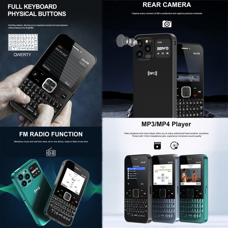 SERVO U700, 2.4 inch, MTK6261D, 58 Full Keyboards, Support Bluetooth, FM, NFC, Quick Dial, Flashlight, GSM, Quad SIM (Green) - free shipping - PMC Jewellery - Order now!