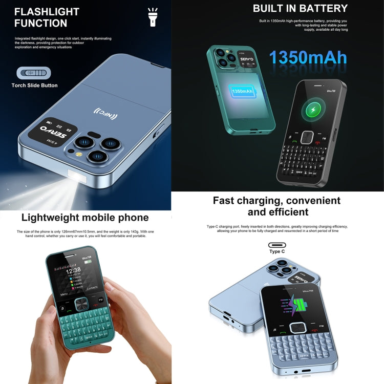 SERVO U700, 2.4 inch, MTK6261D, 58 Full Keyboards, Support Bluetooth, FM, NFC, Quick Dial, Flashlight, GSM, Quad SIM (Green) - free shipping - PMC Jewellery - Order now!