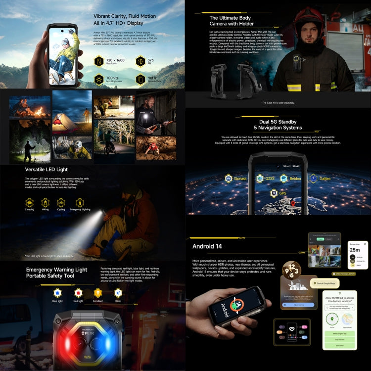 Ulefone Armor Mini 20T Pro, Thermal Imaging, 8GB+256GB, IP68/IP69K Rugged Phone, 4.7 inch Android 14 MediaTek Dimensity 6300 5G Octa Core, Network: 5G, NFC, OTG (Mecha Black) - free shipping - PMC Jewellery - Order now!