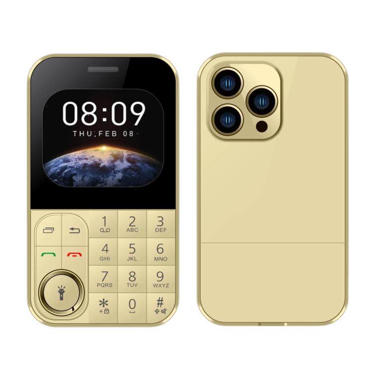 V9 Card Mobile Phone, 2.01 inch, MTK6261D, Support Bluetooth, FM, Torch, GSM, Dual SIM (Gold)