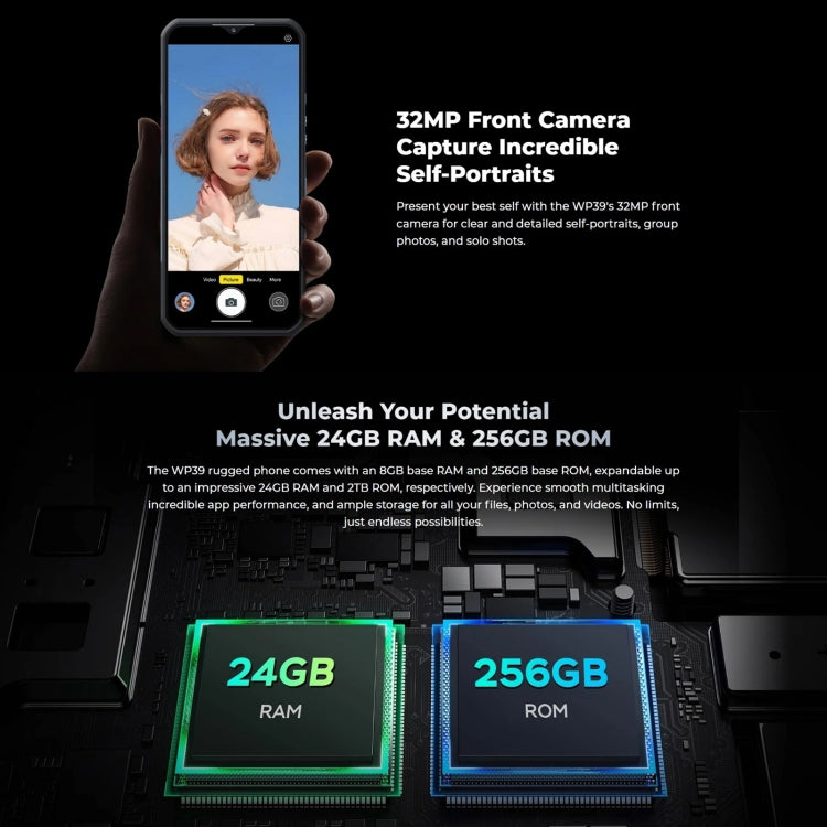 Oukitel WP39 5G Rugged Phone, 6GB+256GB, Night Vision, Fingerprint Identification, 6.6 inch MediaTek Dimensity 6100+ Octa Core, NFC, OTG, Network: 5G (Green)