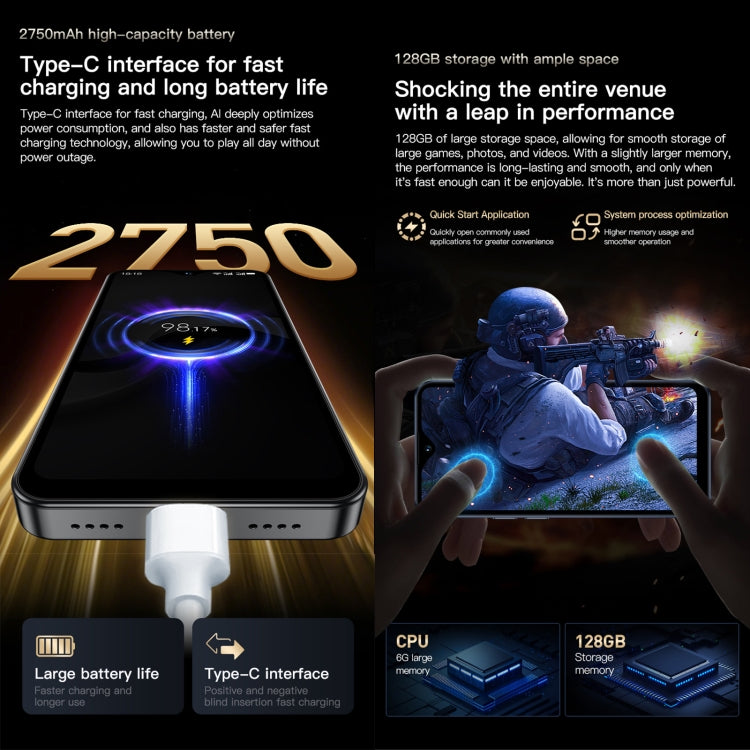 SOYES F9 Max, 4GB+64GB, 4.3 inch Android 12 MTK6762 Octa Core, Network: 4G, OTG, Dual SIM (Champagne Gold)