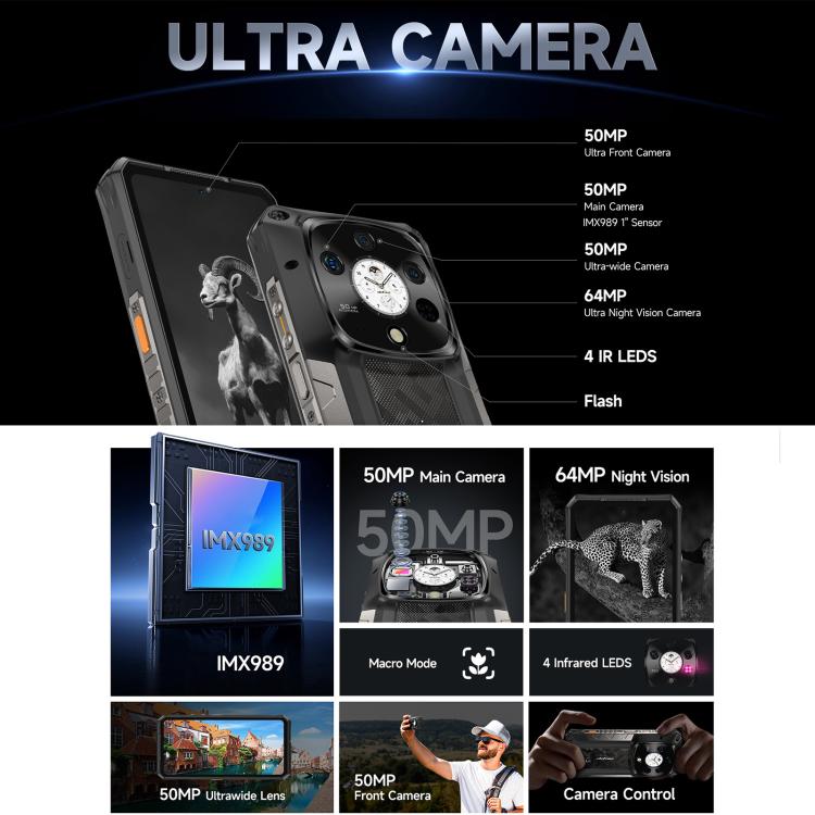 Ulefone Armor 28 Pro Rugged Phone, 16GB+512GB, Night Vision, 10600mAh, 6.67 inch + 1.04 inch Android 15 MediaTek Dimensity 7300 Octa Core, Network: 5G, NFC (Black)