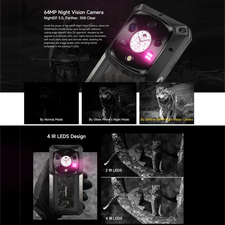 Ulefone Armor 28 Pro Rugged Phone, 16GB+512GB, Night Vision, 10600mAh, 6.67 inch + 1.04 inch Android 15 MediaTek Dimensity 7300 Octa Core, Network: 5G, NFC (Black)