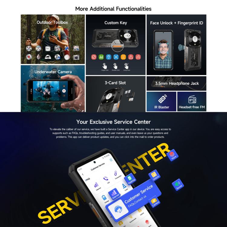 Ulefone Armor 28 Pro Rugged Phone, 16GB+512GB, Night Vision, 10600mAh, 6.67 inch + 1.04 inch Android 15 MediaTek Dimensity 7300 Octa Core, Network: 5G, NFC (Black)