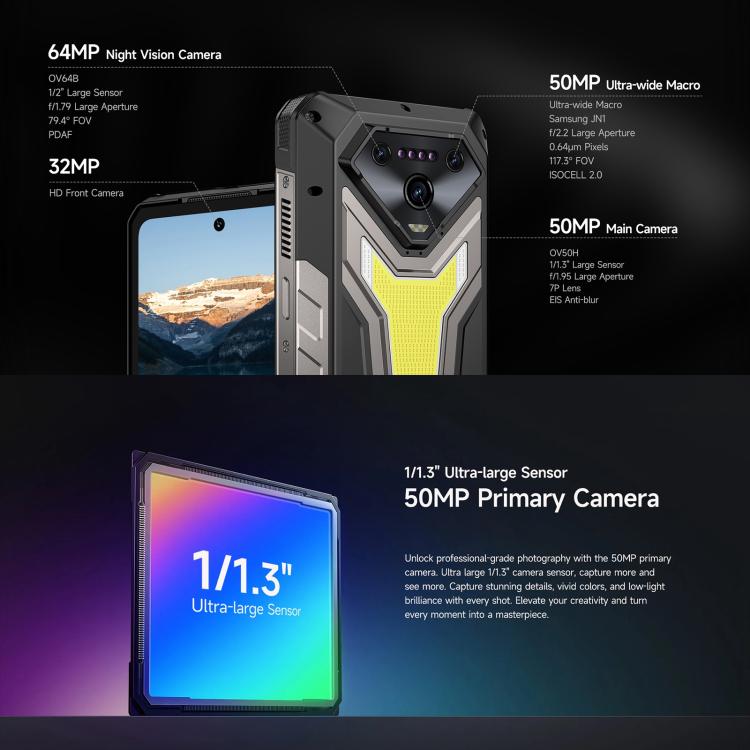 Ulefone Armor 34 Pro Projector, 16GB+512GB, Night Vision, IP68/IP69K Rugged Phone, 6.95 inch Android 15 MediaTek Dimensity 7300 Octa Core, Network: 5G, NFC, OTG (Black) - free shipping - PMC Jewellery - Order now!