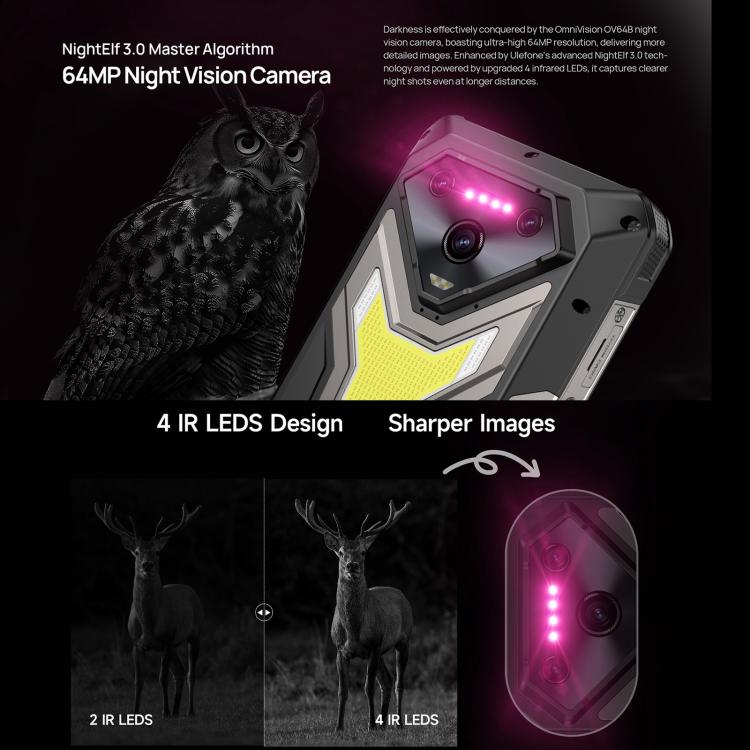 Ulefone Armor 34 Pro Projector, 16GB+512GB, Night Vision, IP68/IP69K Rugged Phone, 6.95 inch Android 15 MediaTek Dimensity 7300 Octa Core, Network: 5G, NFC, OTG (Black) - free shipping - PMC Jewellery - Order now!
