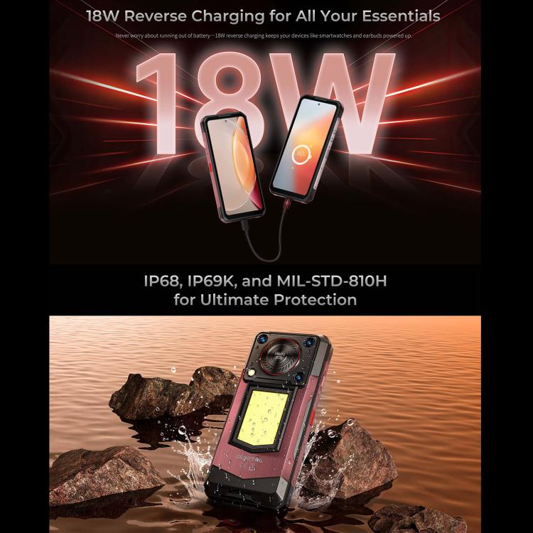 Oukitel WP56 Rugged Phone, 12GB+512GB, 108MP Camera, Fingerprint Identification, 6.8 inch Android 15 MTK Dimensity 7050 Octa Core, NFC, OTG, Network: 5G (Red)