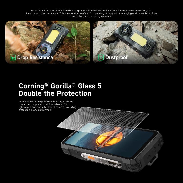 Ulefone Armor 33 Rugged Phone, 12GB+512GB, 6.95 inch Android 15 MediaTek Helio G100 Octa Core, Network: 4G, OTG, NFC, LED Light (Black) - free shipping - PMC Jewellery - Order now!