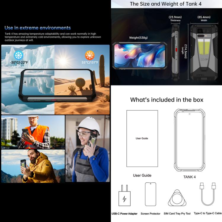 Unihertz 8849 Tank 4 Night Vision Projector Rugged Phone, 12GB+512GB, 6.78 inch Android 14 Dimensity 7300 MT6878 Octa Core, Network: 5G, NFC (Black) - free shipping - PMC TechLife - Order now!