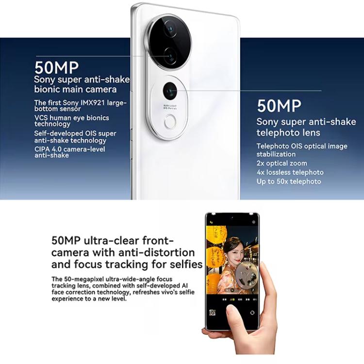 vivo S19 Pro, 8GB+256GB, Face ID / Screen Fingerprint Identification, 6.78 inch Android 14 Dimensity 9200+ Octa Core, OTG, NFC, Network: 5G (White)