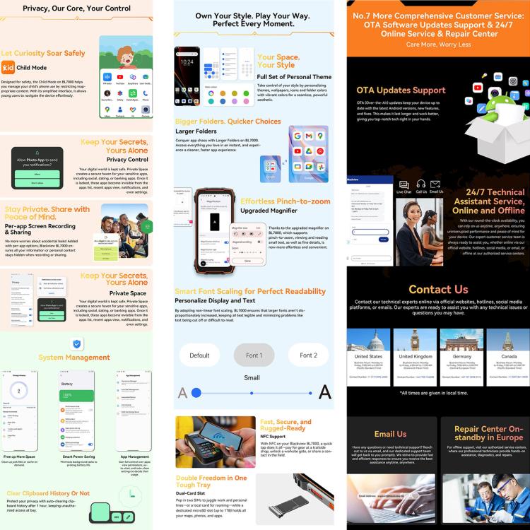 Blackview BL7000 Rugged Phone, 8GB+256GB, 6.78 inch Android 15 MediaTek Dimensity 6300 Octa Core, Network: 5G, NFC, OTG (Orange) - free shipping - PMc TechLife - Order now!