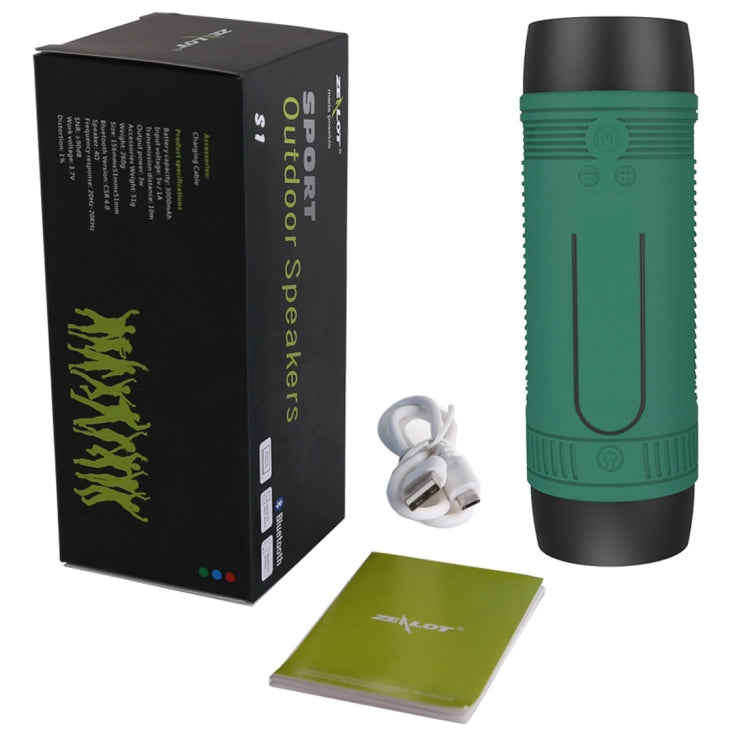 Zealot S1 Multifunctional Outdoor Water-resistant Bluetooth Speaker, 4000mAh Battery, For iPhone, Galaxy, Sony, Lenovo, HTC, Huawei, Google, LG, Xiaomi, other Smartphones(Green)