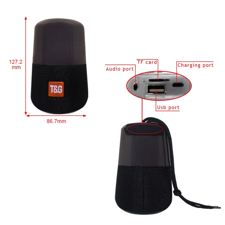 T&G TG168 Portable Wireless Bluetooth V5.0 Stereo Speaker with Handle, Built-in MIC, Support Flashing LED Light & TF Card & U Disk & AUX IN & FM(Red)