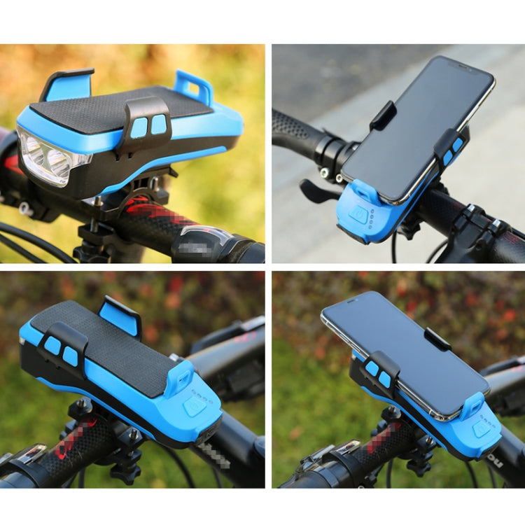 Multifunction 4 in 1 Phone Holder Bicycle Bell Cycling Lamp Flashlight(Red)