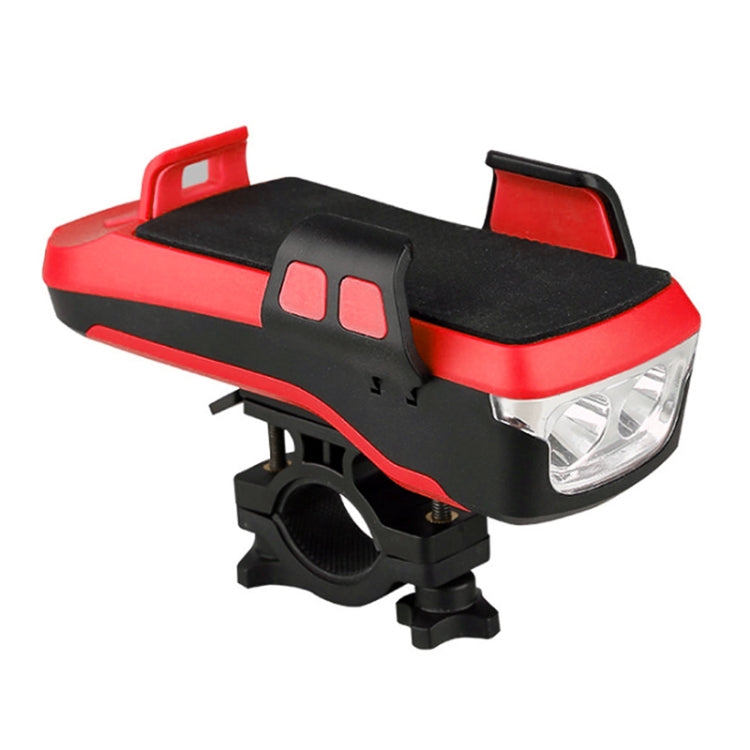 Multifunction 4 in 1 Phone Holder Bicycle Bell Cycling Lamp Flashlight(Red)