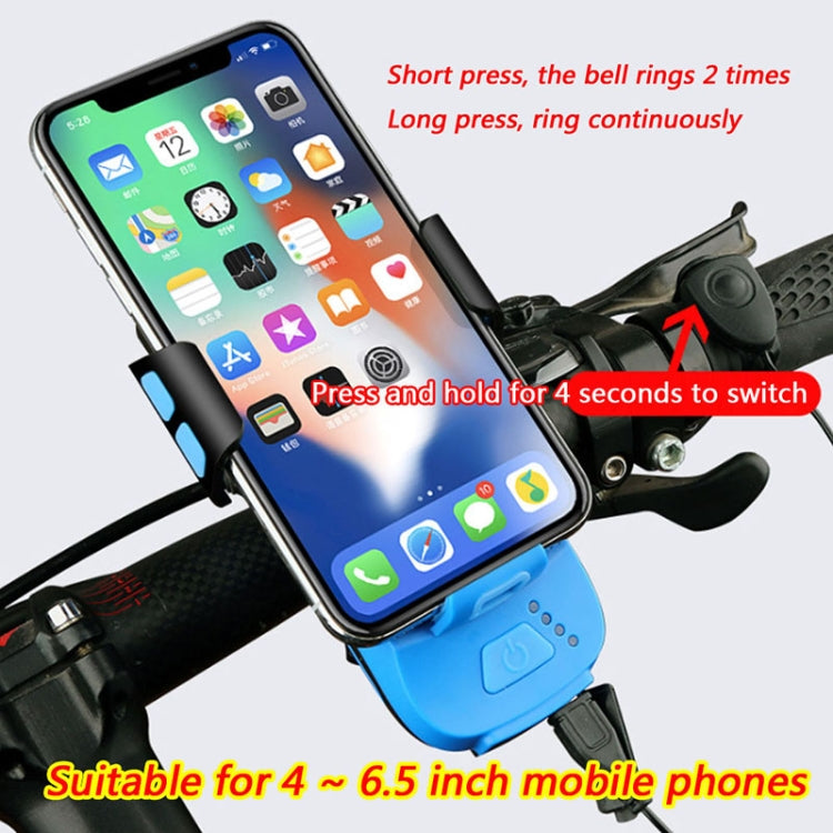 Multifunction 4 in 1 Phone Holder Bicycle Bell Cycling Lamp Flashlight(Red)