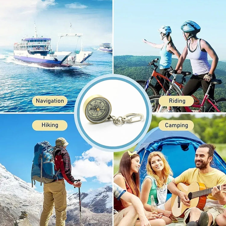 Nisa C25X Vintage Zinc Alloy Metal Compass with Keychain - Hiking Meter by PMC Jewellery | Online Shopping South Africa | PMC Jewellery | Buy Now Pay Later Mobicred