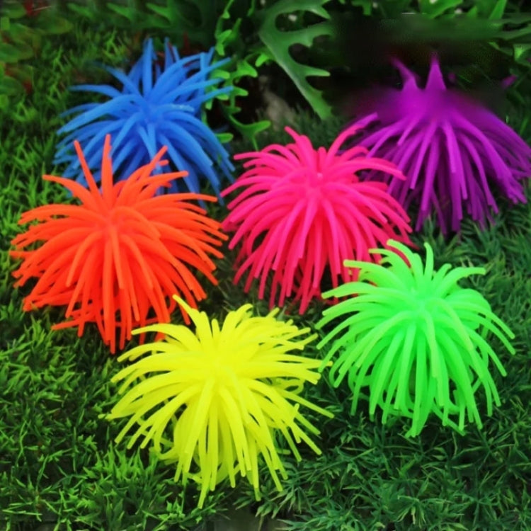 Aquarium Articles Decoration TPR Simulation Sea Urchin Ball Coral, Size: L, Diameter: 13cm(Orange)