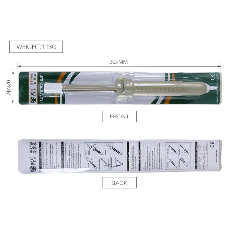 BEST-108 Aluminum metal suction pump(Black) - Desoldering Pump by BEST | Online Shopping South Africa | PMC TechLife | Buy Now Pay Later Mobicred