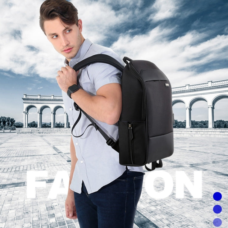 Bopai 751-006881 Business Anti-theft Water-resistant Large Capacity Double Shoulder Bag,with USB Charging Port, Size: 30x14x44cm(Black)