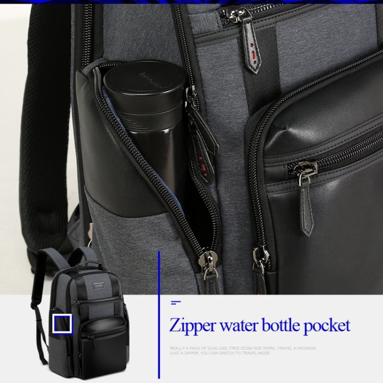 Bopai 851-014318 Fashion Outdoor Breathable Water-resistant Anti-theft Three-layer Large Capacity Double Shoulder Bag,with USB Charging Port, Size: 31x17x44cm(Grey)