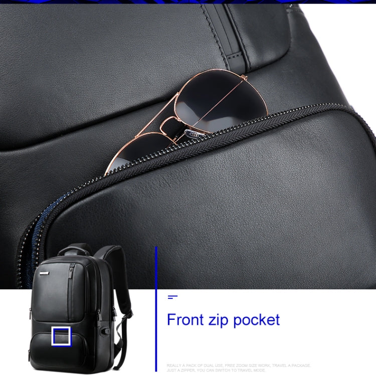 Bopai 851-023911 Top-grain Leather Business Breathable Anti-theft Man Backpack, Size: 28x18x42cm(Black)