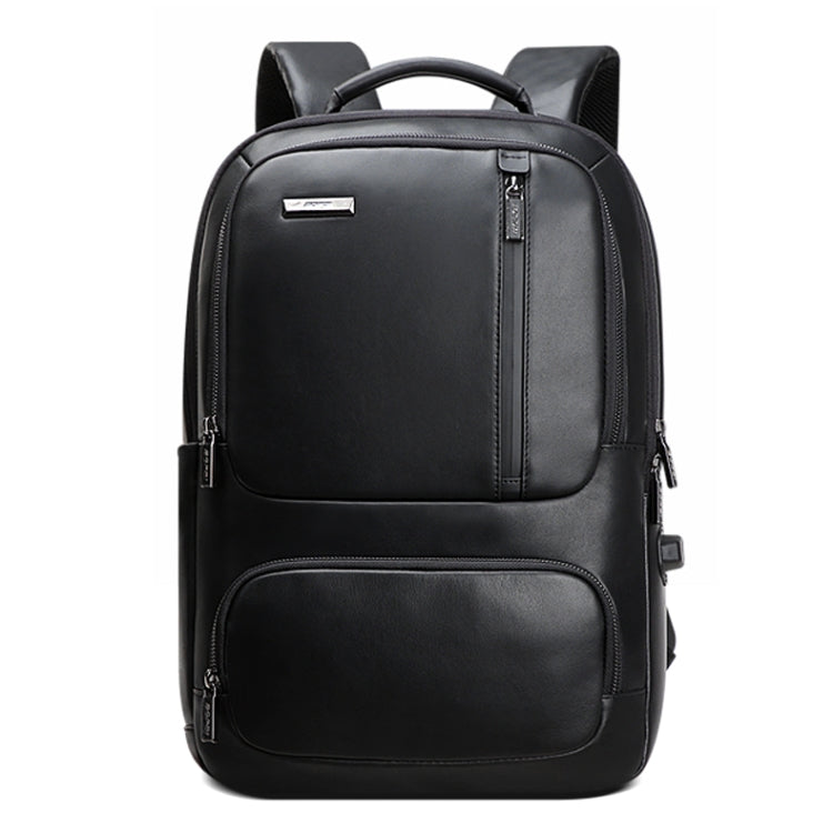 Bopai 851-024011 Top-grain Leather Business Breathable Anti-theft Man Backpack, Size: 28x18x42cm(Black)