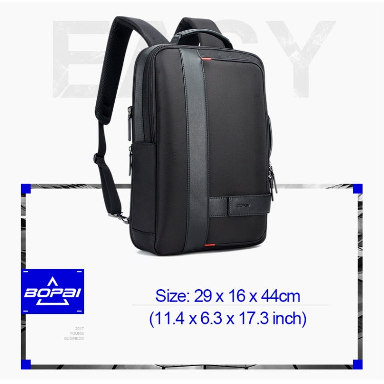 Bopai 751-006561 Large Capacity Business Casual Breathable Laptop Backpack with External USB Interface, Size: 29 x 16 x 44cm(Black)