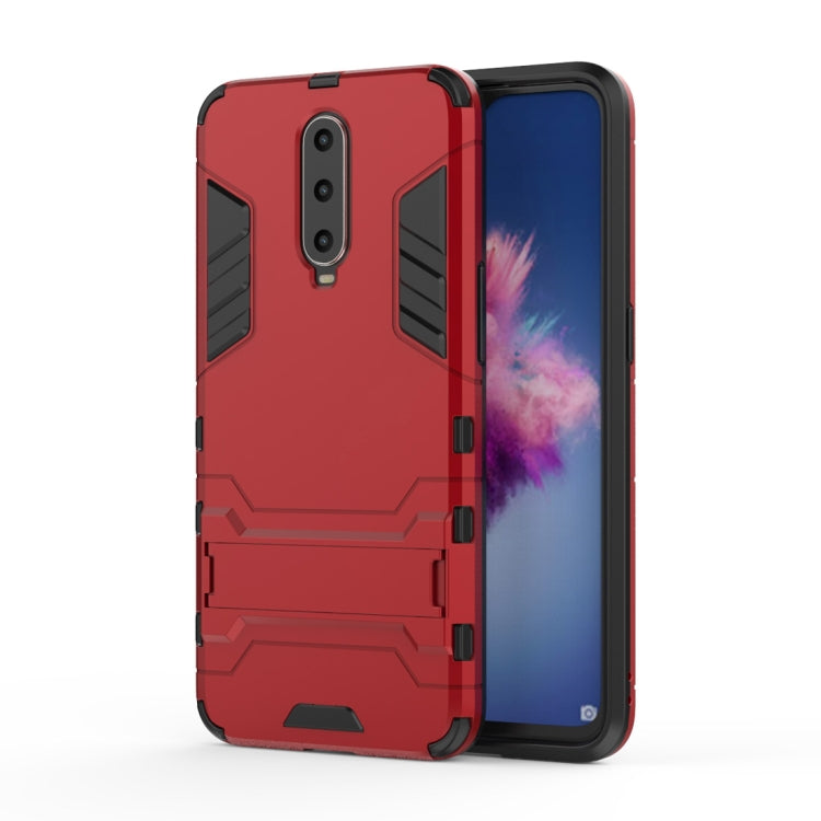 Shockproof PC + TPU Case for OPPO R17 Pro, with Holder (Red)